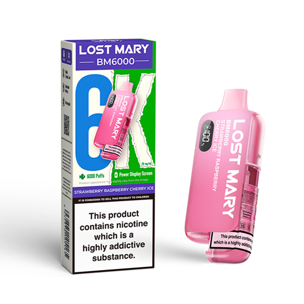 Lost Mary BM6000 Strawberry Raspberry Cherry Ice Disposable Vape