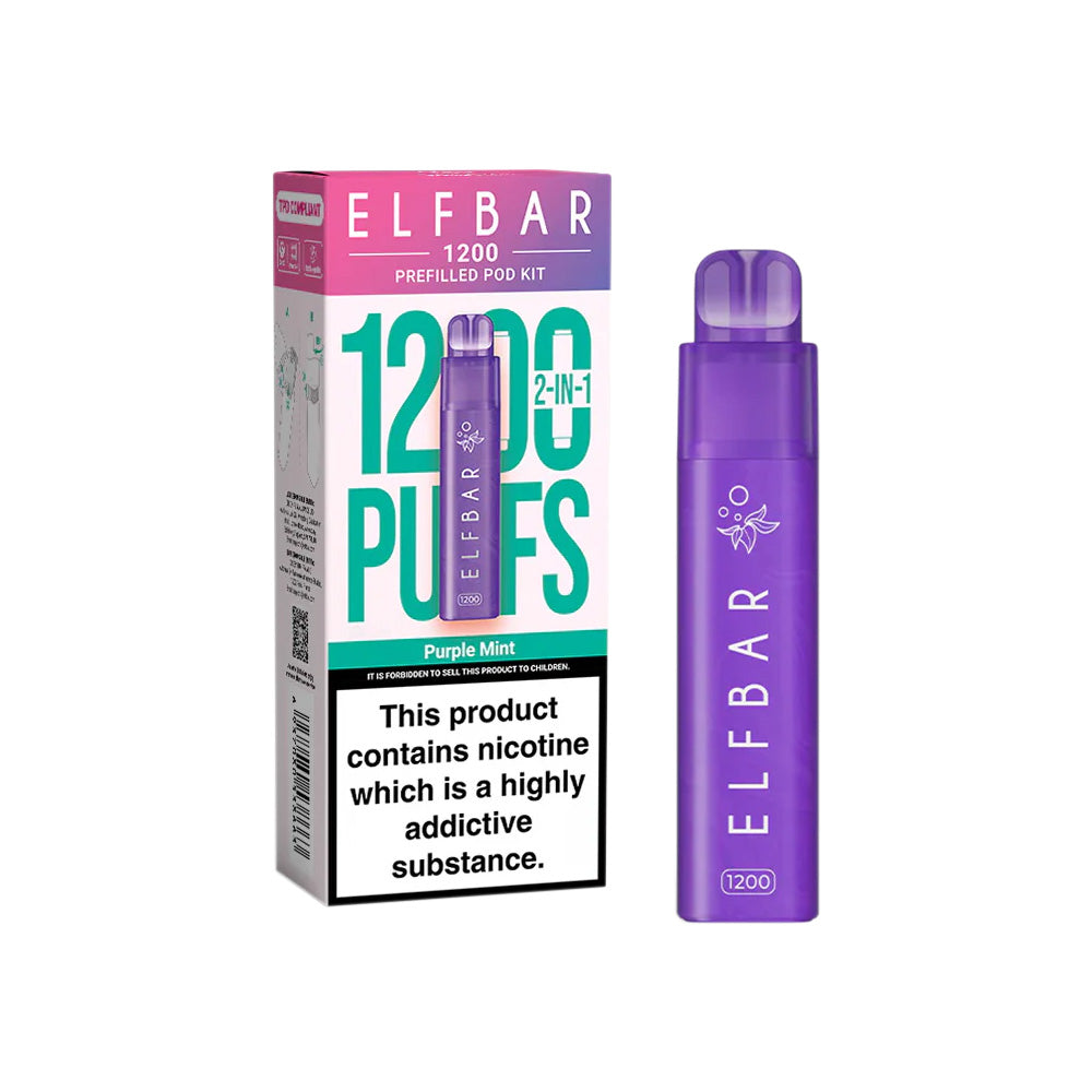 Elf Bar 1200 Purple Mint Prefilled Pod Vape