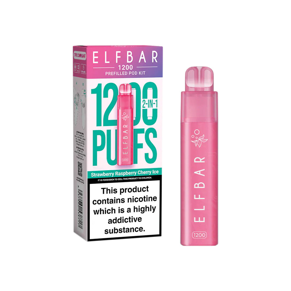 Elf Bar 1200 Strawberry Raspberry Cherry Ice Prefilled Pod Vape