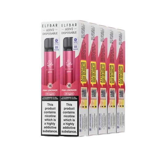 Elf Bar 600 V2 10 Pack Pink Lemonade