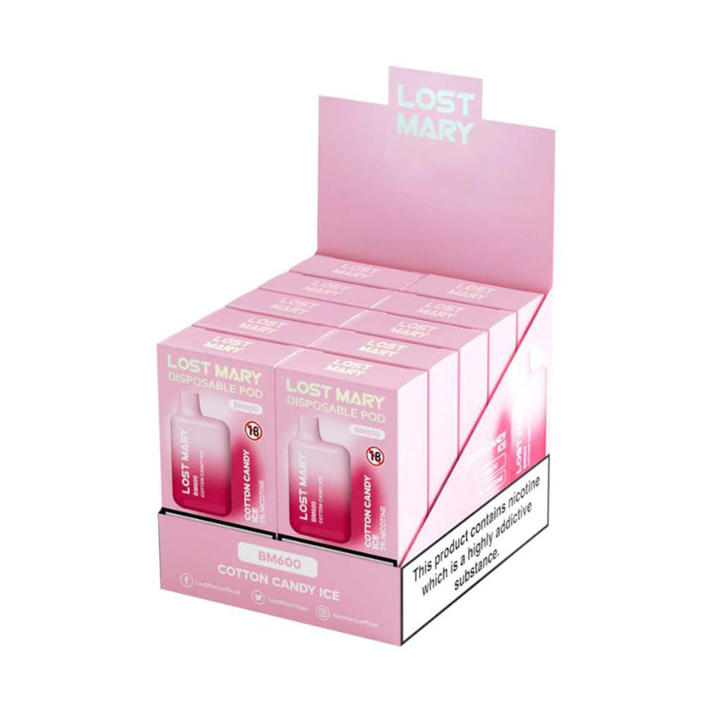 Lost Mary Bm600 Cotton Candy Ice 10 Pack Carton Free Uk Delivery