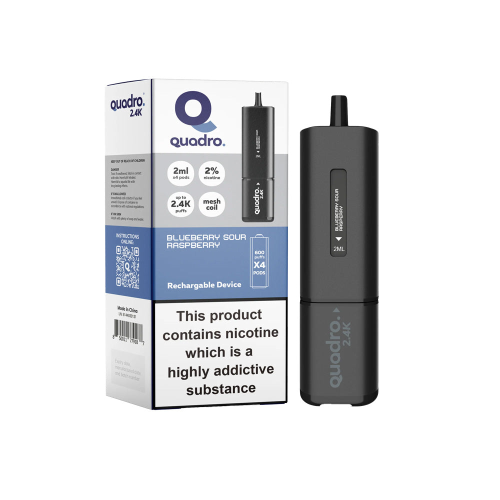 Quadro 2.4K Blueberry Sour Raspberry Vape Kit - Black Series