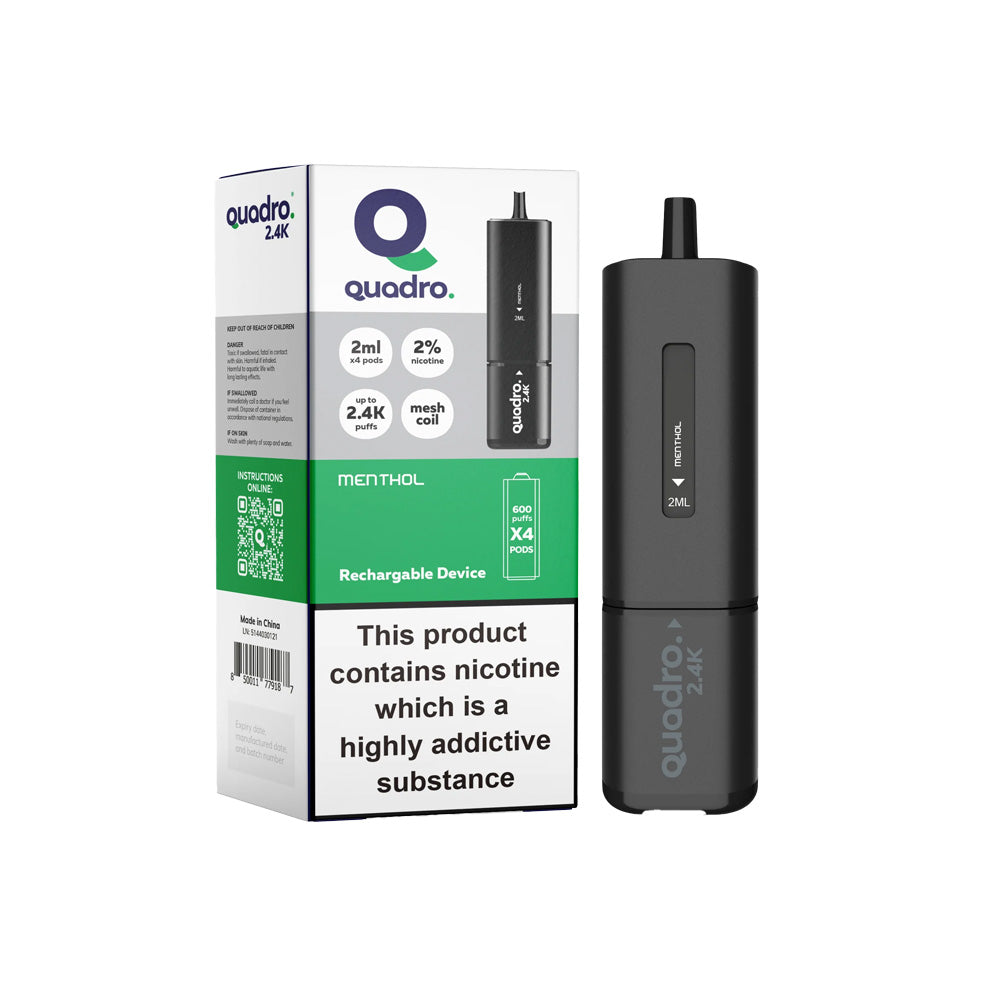 Quadro 2.4K Menthol Vape Kit - Black Series