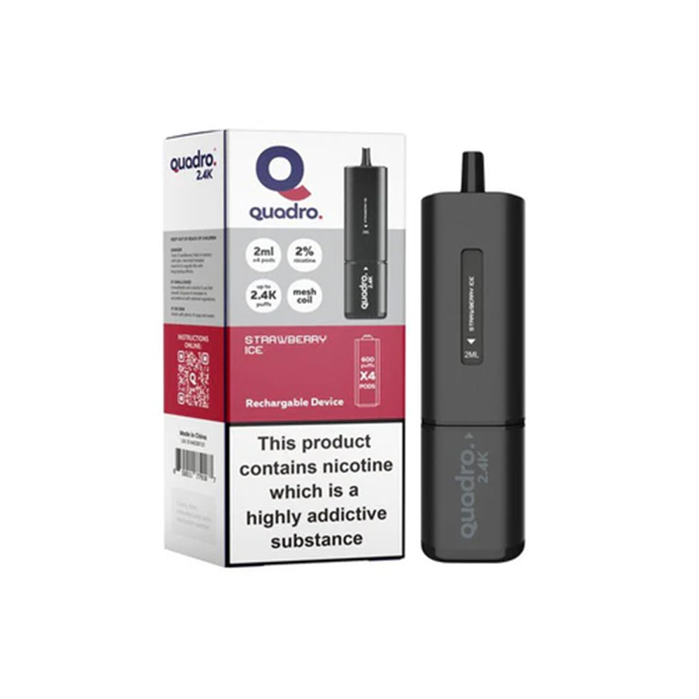 Quadro 2.4K Strawberry Ice Vape Kit - Black Series